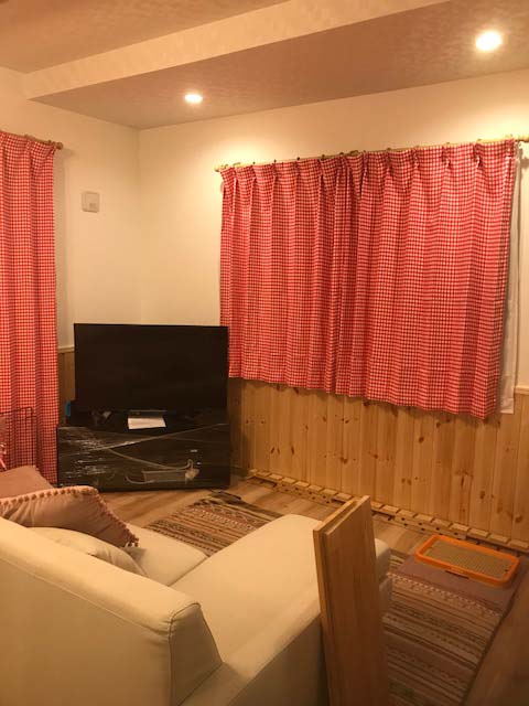 テディベア 薄いオレンジ ギンガムチェック柄 カーテン レースカーテン