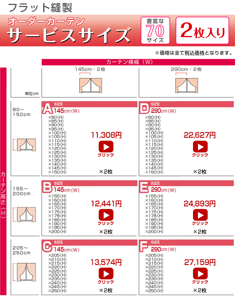 サービスサイズ表