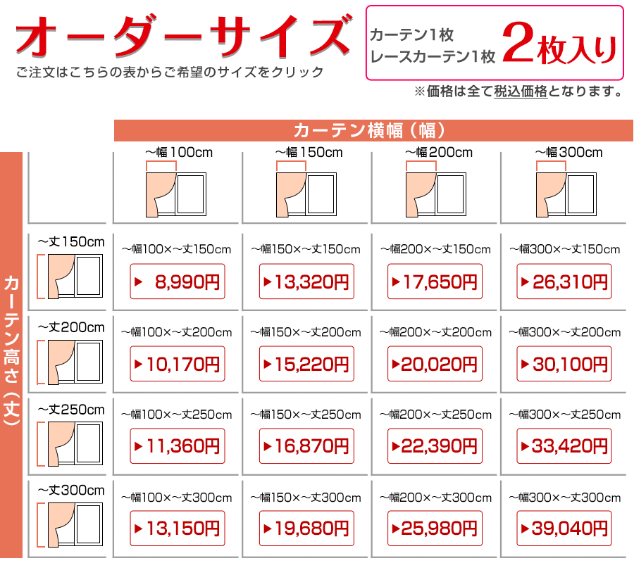 オーダーサイズ表