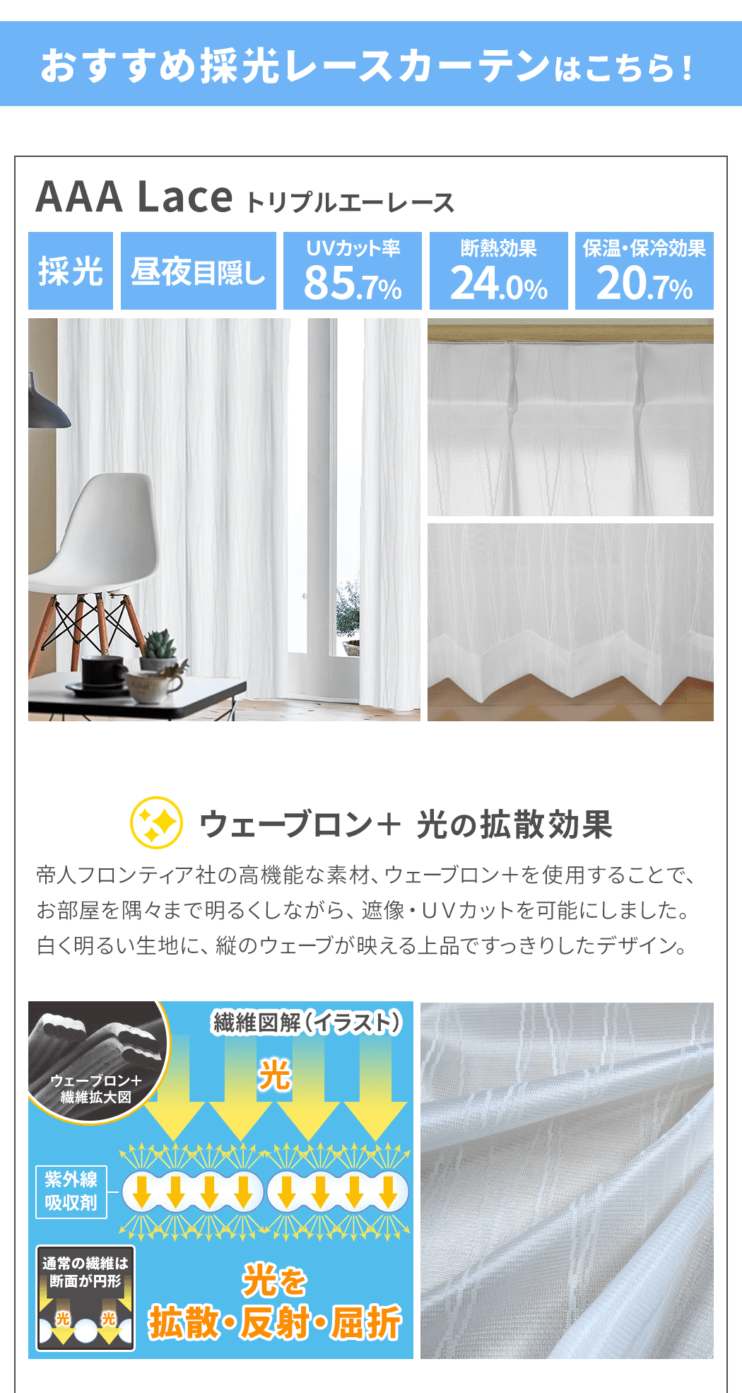 ウェーブロン+光の拡散効果のある AAALace