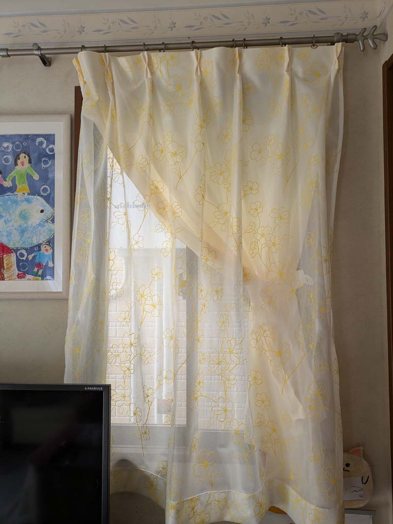 あやはな　レースカーテン　エダ　3セット Bサイズ：幅100cm×丈153cm～198cm：2枚組 フラワー二重レースカーテン